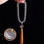 Buddha Stones Natural White Crystal Lotus Wrist Mala Meditation Tassels Pocket Mala Car Decoration Wrist Mala&Decorations BS 16mm