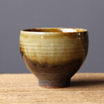 Buddha Stones Vintage Brown Beige Kiln Change Ceramic Teacup Kung Fu Tea Cup Bowl Cup BS 7.5cm*6cm*130ml