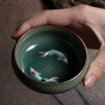 Buddha Stones Colorful Koi Fish Ceramic Teacup Kung Fu Tea Cup Bowl Cup BS 6