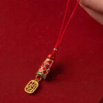 Buddha Stones Koi Fish Cinnabar Attracting Wealth Wish Ruyi Charm Luck Phone Hanging Decoration Phone Hanging Decoration BS 7