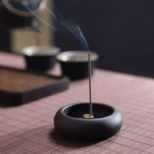 Buddha Stones Mini Ebony Wood Rosewood Meditation Healing Stick Incense Burner Decoration Incense Burner BS Ebony Wood 6.6*2cm