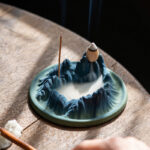 Buddha Stones Creative Mountain River Ceramic Healing Backflow Incense Burner Incense Burner BS 6
