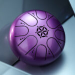 Buddha Stones Steel Tongue Drum Sound Healing Meditation Yoga Drum Kit 8 Note 5 Inch With Carry Bag Tongue Drum BS Purple