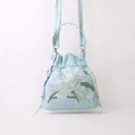 Buddha Stones Embroidered Flowers Wisteria Lily Cotton Linen Tote Crossbody Bag Shoulder Bag Handbag Crossbody Bag BS 17