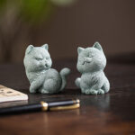 Buddha Stones Small Cat Home Tea Pet Figurine Desk Decoration Decorations BS 17
