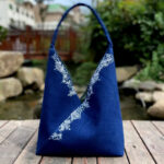 Buddha Stones Handmade Embroidery Pattern Canvas Shoulder Bag Tote Bag Set Bag BS 4