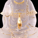 Buddha Stones Kwan Yin Avalokitesvara Handmade Figurine Liuli Crystal Art Piece Wealth Statue Home Offering Decoration Decorations BS 3