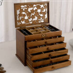 Buddha Stones Vintage Plum Blossom Carved Wooden Jewelry Box Six-Layer Jewelry Storage Box Jewelry Box BS 20