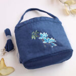 Buddha Stones Embroidery Wisteria Plum Lotus Cherry Blossom Cotton Linen Canvas Tote Crossbody Bag Shoulder Bag Handbag Crossbody Bag BS 2