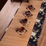 Buddha Stones Vintage Peony Flower Blossom Bamboo Cup Mat Pad Tea Cup Coaster Kung Fu Tea Mat Tea Mat BS 2