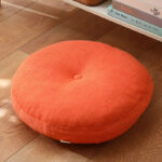 Buddha Stones Lotus Simple Pattern Linen Meditation Seat Cushion Home Living Room Decoration Decorations buddhastoneshop Detachable 40cm*10cm Tomato