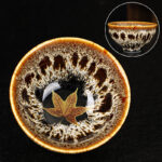 Buddha Stones Maple Leaf Colorful Ceramic Teacup Home Tea Cups Cup BS 8cm*4.5cm*90ml White