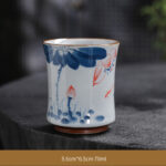 Buddha Stones Lotus Flower Leaf Bamboo Ceramic Teacup Kung Fu Tea Cups Cup BS Lotus 5.6cm*6.5cm*70ml