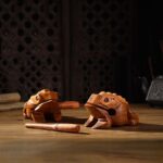 Buddha Stones Handcrafted FengShui Wealth Luck Frog Mini Wooden Croaking Frog Guiro Decoration Decorations BS main