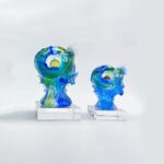 Buddha Stones Handmade Azure Dragon Liuli Crystal Art Piece Success Protection Home Office Decoration Decorations BS 9