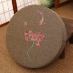 Buddha Stones Lotus Embroidery Cotton Linen Meditation Seat Cushion Decorations BS Soft 40cm*10cm Sienna