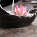Buddha Stones Little Deer Ceramic Lotus Meditation Incense Burner Decoration Decorations Incense Burner BS 6