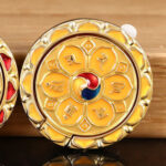 Buddha Stones Tibetan Om Mani Padme Hum Peace Phone Ring Bracket Universal Phone Holder Decorations Decorations BS Yellow Six-Character Mantra