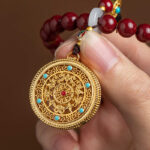 Buddha Stones Natural Cinnabar Wish Ruyi Peace Blessing Car Hanging Decoration Car Hanging Decoration BS 6