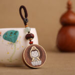 Buddha Stones Ebony Wood Rosewood Buddha Avalokitesvara Om Mani Padme Hum Balance Car Key Chain Decoration Key Chain BS 15