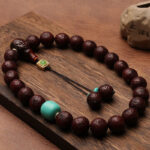 Buddha Stones Tibetan Bodhi Seed Agate Bead Luck Wealth Tassel Charm Wrist Mala Wrist Mala BS 24