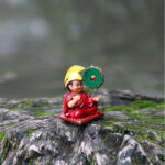Buddha Stones Hand Painted Tibetan Lama Figures Carved Creative Home Office Car Decoration Ornament Desk Decoration BS Drumming Lama