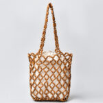 Buddha Stones Hand-woven Wooden Beads Shoulder Bag Handbag Shoulder Bag BS Brown 25*6*30cm