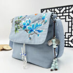 Buddha Stones Embroidered Camellia Epiphyllum Gardenia Sakura Flowers Crossbody Bag Shoulder Bag Cellphone Bag Crossbody Bag BS 25