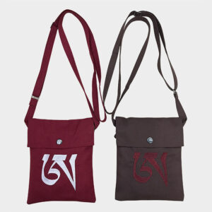 Buddha Stones Handmade OM Mantra Embroidered Spiritual Mind Practice Cotton Crossbody Bag Shoulder Bag Cellphone Bag Bag BS main