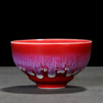 Buddha Stones Chinese Jianzhan Glaze Kiln Change Ceramic Teacup Tenmoku Kung Fu Tea Cup Jian Zhan Tea Cup BS Red 8.4cm*4.8cm*110ml