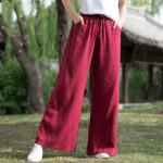 Buddha Stones Plain Wide Leg Pants Dance Women's Yoga Pants With Pockets Wide Leg Pants BS 43