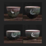Buddha Stones Auspicious Crane Ceramic Teacup Kung Fu Tea Cup Bowl Cup BS 16