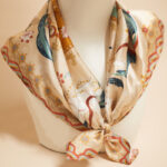 Buddha Stones Dunhuang Riyue Mountain 100% Mulberry Silk Scarf Dunhuang Shawl Silk Scarf BS 100% Mulberry Silk Scarf 65*65cm
