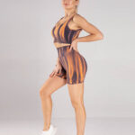 Buddha Stones 2Pcs Tie Dye Print Seamless Crop Top Bra Shorts Sports Fitness Gym Yoga Outfits 2-Piece Outfit BS 20