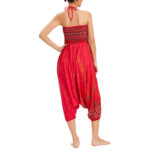 Buddha Stones Two Style Wear Peacock Feather Loose Smocked Harem Trousers Jumpsuit High Waist Pants Harem Pants BS 24