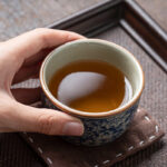 Buddha Stones Blue Lotus Peach Blossom Chrysanthemum Design Ceramic Teacup Kung Fu Tea Cups Cup BS 4