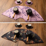 Buddha Stones Vintage Sea Wave Bamboo Plum Blossom Embroidered Cup Mat Pad Tea Cup Coaster Kung Fu Tea Mat Tea Mat BS 31