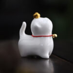 Buddha Stones Mini Lucky Cat Ingot Tea Pet Ceramic Home Desk Figurine Decoration Decorations BS 6