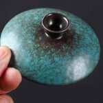 Buddha Stones Traditional Pine Tree Green Ceramic Gaiwan Sancai Teacup Kung Fu Tea Cup And Saucer With Lid Cup BS 4