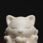 Buddha Stones Mini Nine-Tailed Fox Ivory Fruit Sandalwood Green Sandalwood Blessing Decoration Decorations BS 6