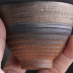 Buddha Stones Simple Brown Striped Texture Ceramic Teacup Kung Fu Tea Cup Bowl Cup BS 2