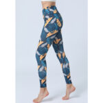 Buddha Stones Leaves Print Pants Sports Fitness Yoga High Waist Leggings Women's Yoga Pants Leggings BS 13