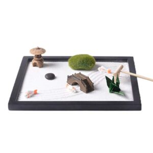 Buddha Stones Koi Fish Small Bridge Grass Landscape Peace Meditation Zen Garden Decoration Decorations BS Koi Fish Zen Garden