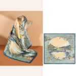 Buddha Stones Pastoral Scene Hot Air Balloon Spring Blossom 100% Mulberry Silk Neck Hair Scarf Silk Shawl BS 4