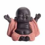 Buddha Stones Always Smiling Laughing Buddha Wealth Luck Purple Clay Maitreya Statue Decoration Decorations BS 8