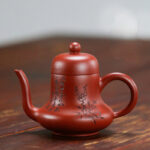 Buddha Stones Vintage Bamboo Peach Blossom Purple Clay Kung Fu Teapot Teapot BS 13.1cm*9.6cm*130ml