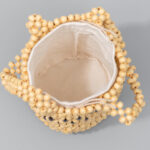 Buddha Stones Hand-woven Bucket Portable Wooden Beads Handbag Handbags BS 9