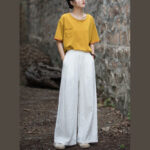 Buddha Stones Retro Wide Leg Pants Casual Women's Yoga Pants With Pockets Wide Leg Pants BS 9