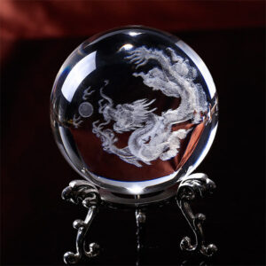Buddha Stones White Crystal Dragon Lotus Blessing Decoration Decoration BS Dragon
