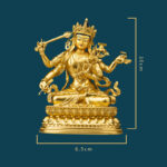 Buddha Stones Four-armed Manjusri Bodhisattva Gold Figurine Compassion Serenity Copper Statue Home Decoration Decorations BS 9